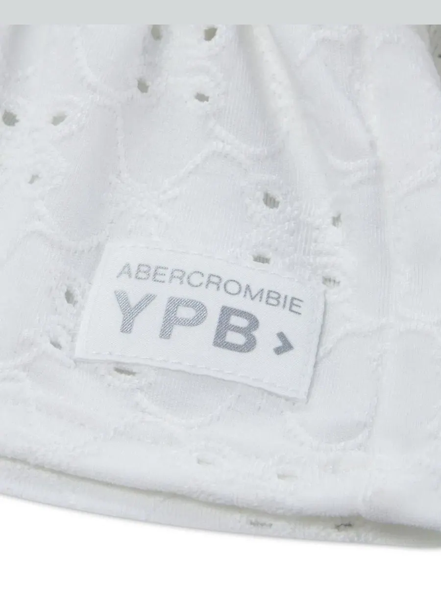 Детское мини-платье YPB с перфорацией на одно плечо Abercrombie Kids — изображение 3 из 4, яркий белый