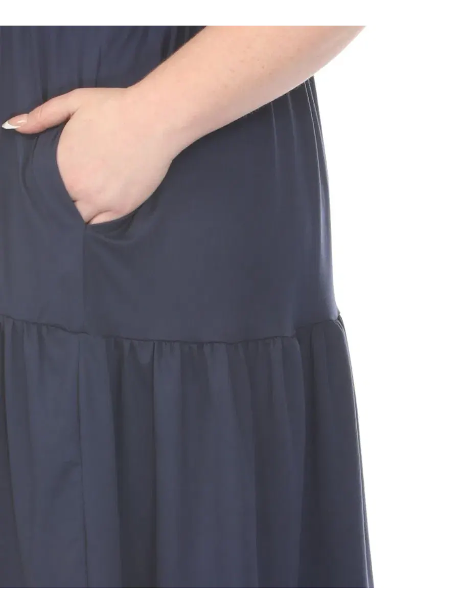 Платье для беременных без рукавов, с V-образным вырезом, модель Plus Size Short-Sleeve Tiered — изображение 4 из 4