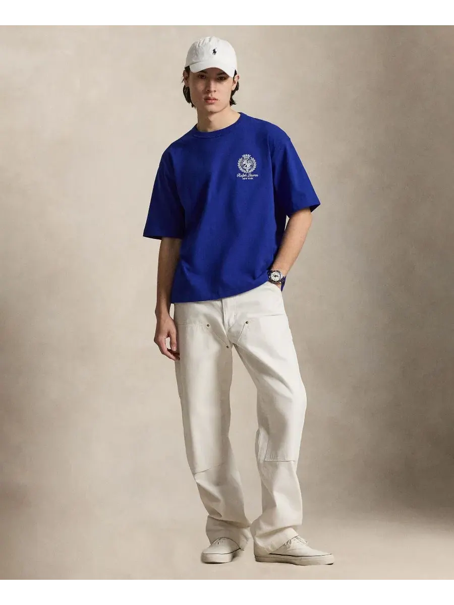 Футболка мужская с вышивкой, свободный крой Polo Ralph Lauren — изображение 2 из 5, голубой