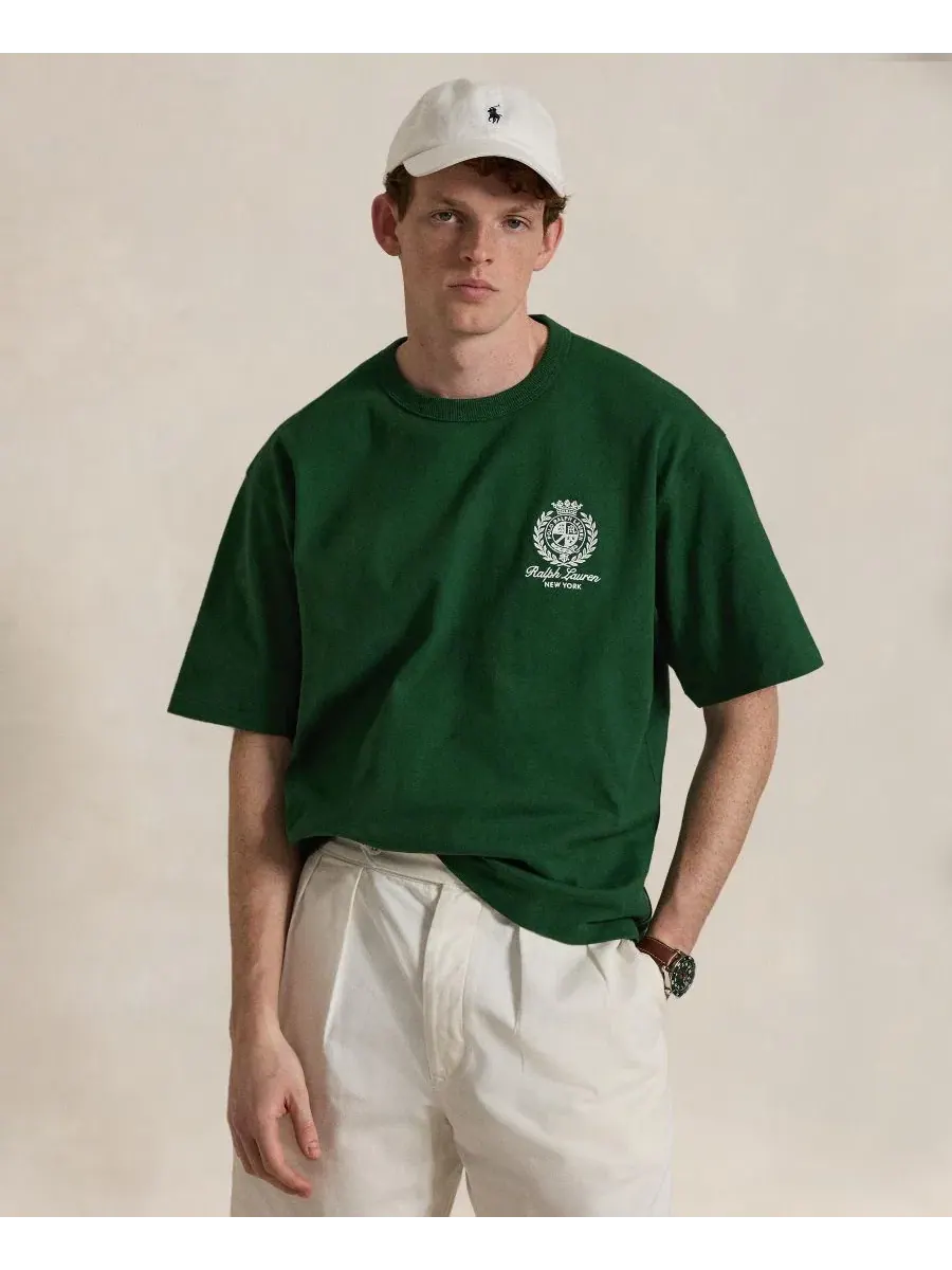 Футболка с вышивкой Polo Ralph Lauren — изображение 3 из 5, лесной зеленый