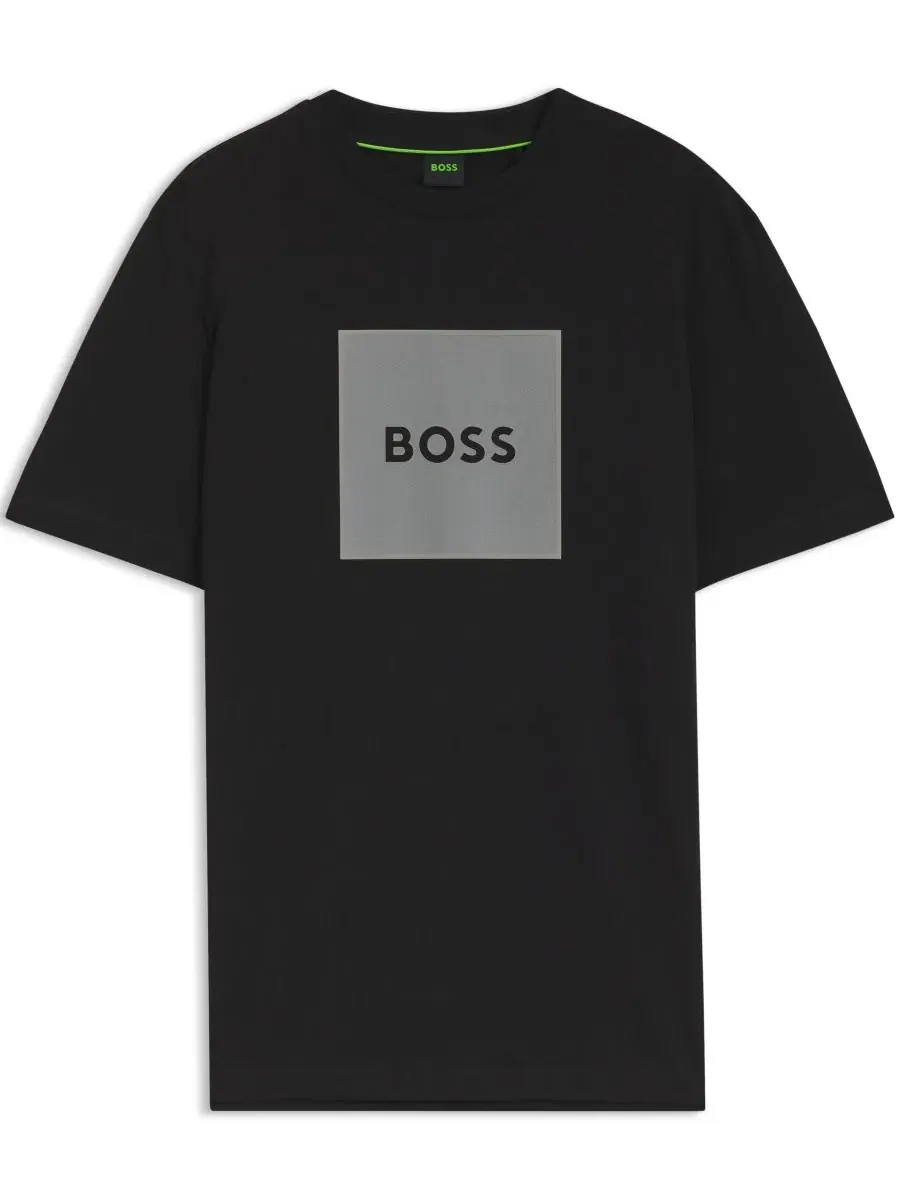 Футболка с коротким рукавом из хлопка, модель Regular Fit Hugo Boss — изображение 3 из 9, черный