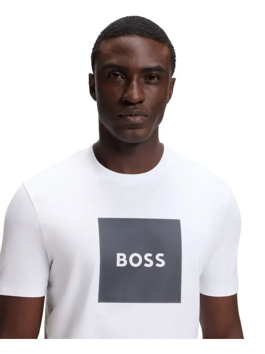 Футболка с коротким рукавом из хлопка, модель Regular Fit Hugo Boss — изображение 9 из 9, черный