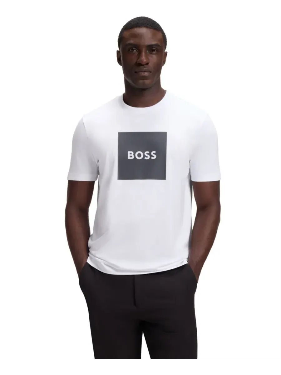Футболка из хлопка с принтом Hugo Boss