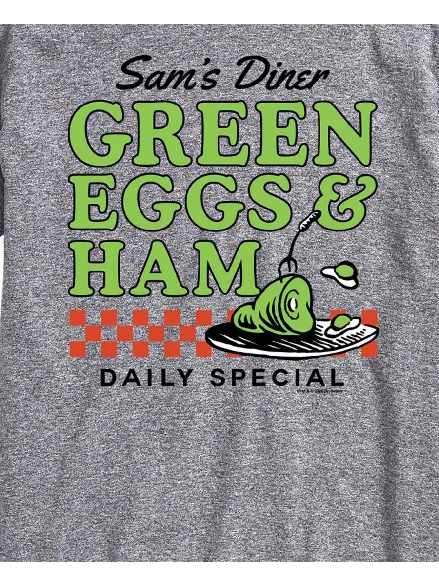 Мужская футболка с длинным рукавом Dr. Seuss Green Eggs Ham Diner AIRWAVES — изображение 3 из 3, приглушенный