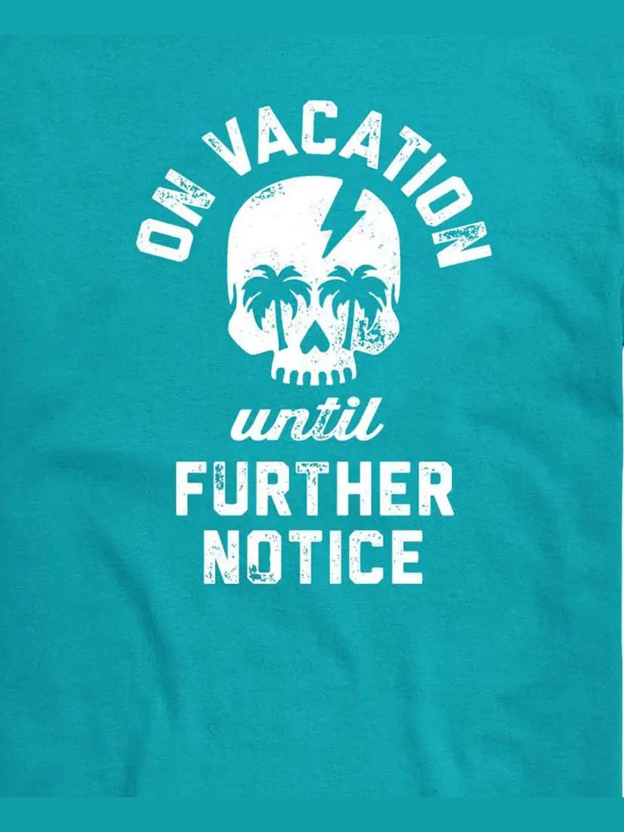 Мужская футболка с принтом On Vacation Until Further Notice AIRWAVES — изображение 3 из 3, синий