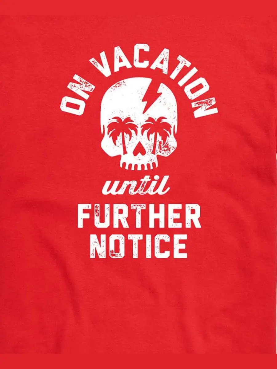 Футболка с принтом On Vacation Until Further Notice AIRWAVES — изображение 3 из 3, красный