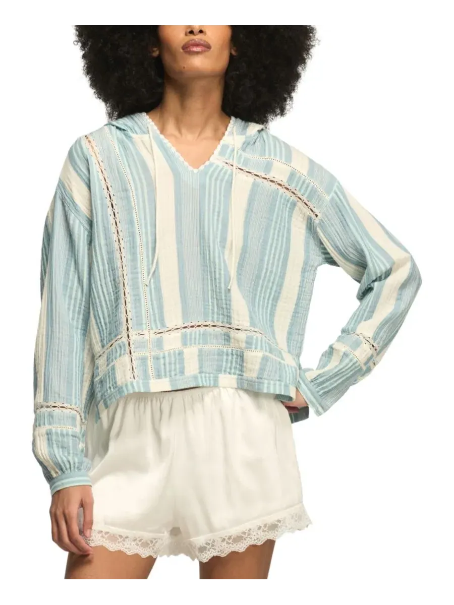 Худи с V-образным вырезом и кружевными деталями Lucky Brand — изображение 1 из 7, синий
