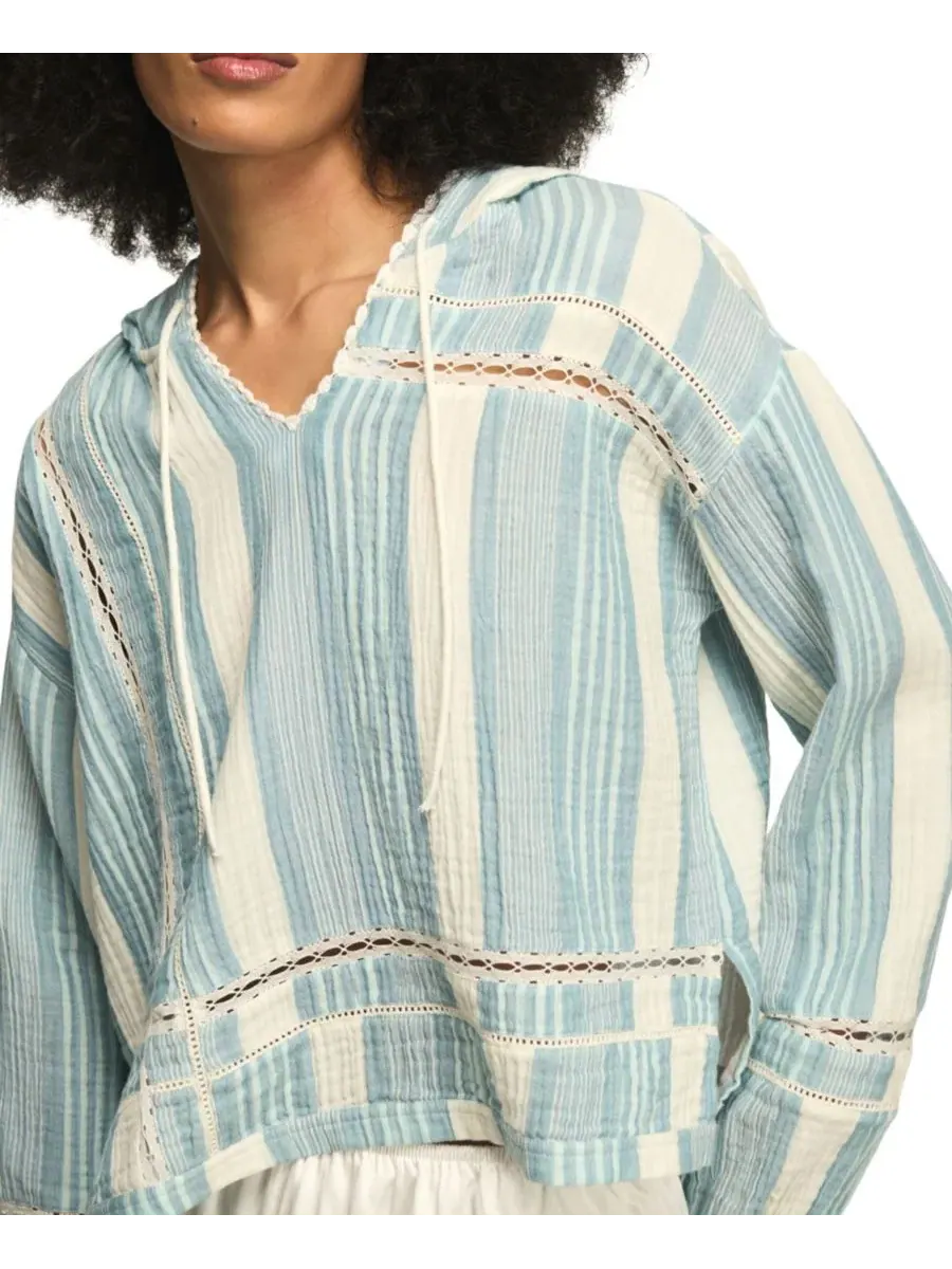 Худи с V-образным вырезом и кружевными деталями Lucky Brand — изображение 4 из 7, синий
