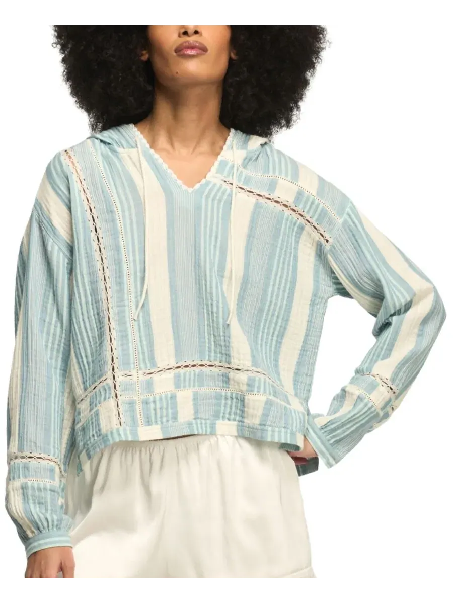 Худи с V-образным вырезом и кружевными деталями Lucky Brand — изображение 7 из 7, синий