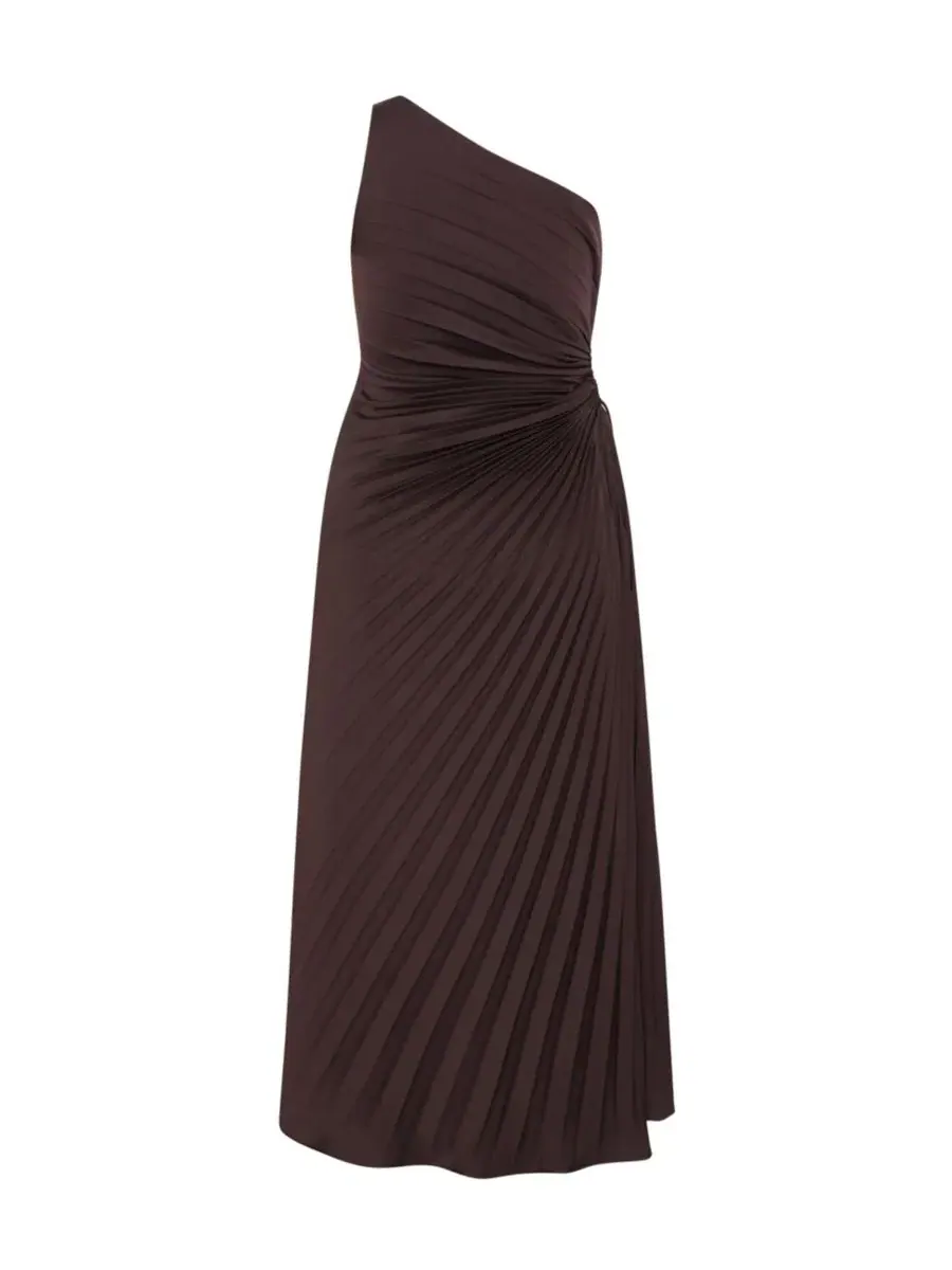 Платье макси с одним плечом Aliza One Shoulder Pleat Maxi Dress, City Chic — изображение 5 из 5, шоколад