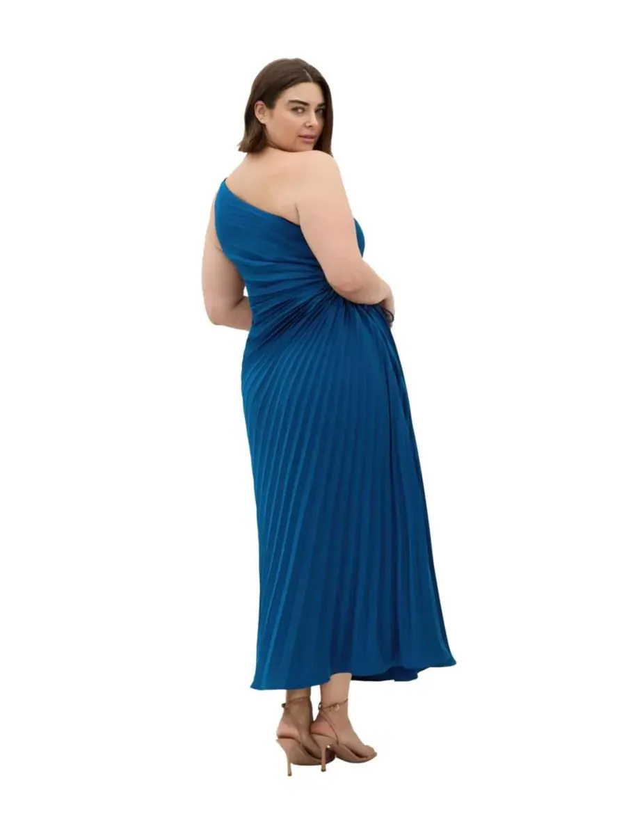 Платье макси с одним плечом Aliza One Shoulder Pleat Maxi Dress CITY CHIC, Poseidon — изображение 2 из 5