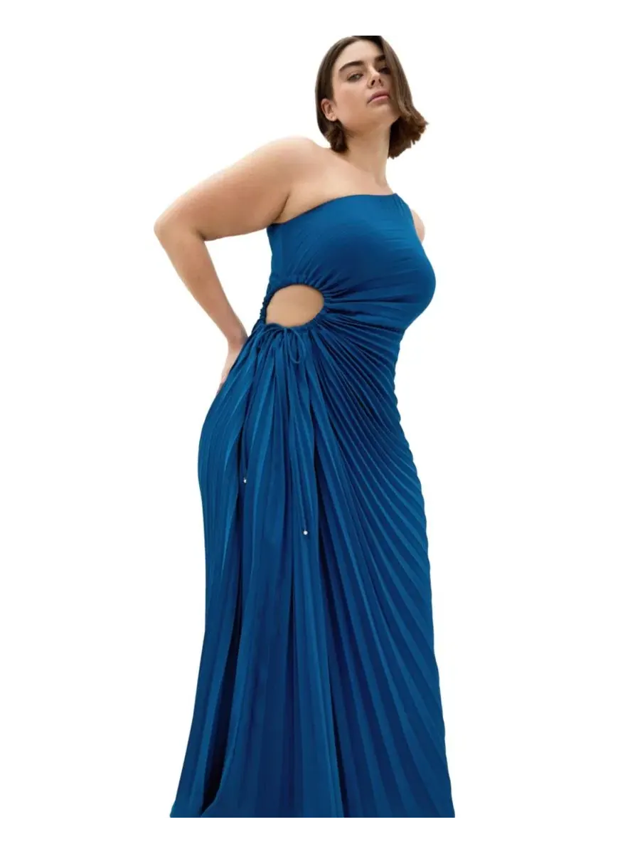 Платье макси с одним плечом Aliza One Shoulder Pleat Maxi Dress CITY CHIC, Poseidon — изображение 3 из 5