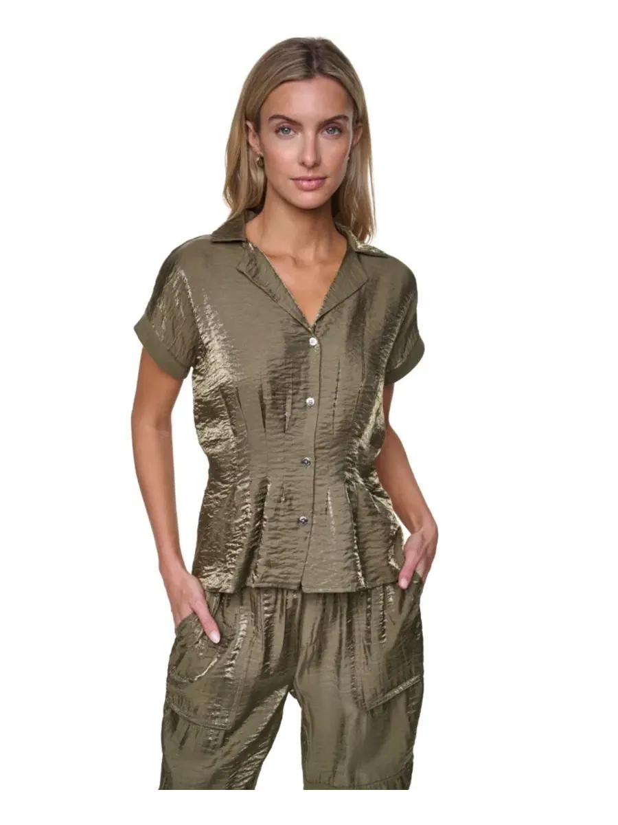 Женская рубашка с коротким рукавом и складками Nautica