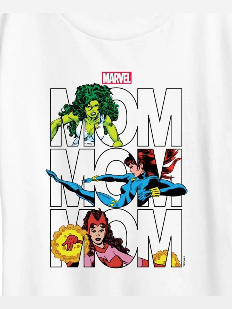 Футболка с коротким рукавом и графическим принтом Marvel Mom больших размеров Hybrid Apparel — изображение 2 из 3, белый