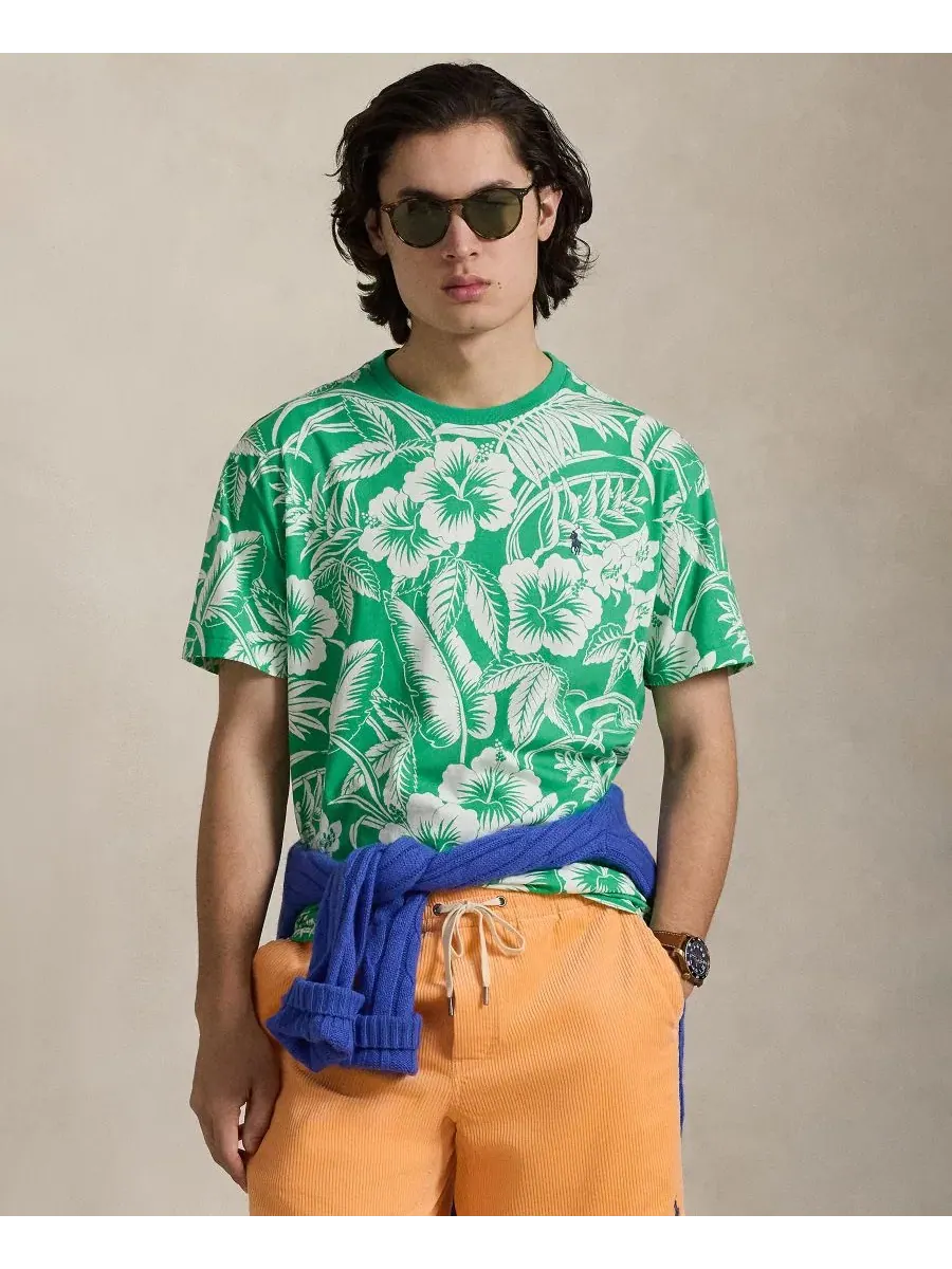 Мужская классическая футболка из тропического трикотажа Polo Ralph Lauren — изображение 1 из 6, зеленый