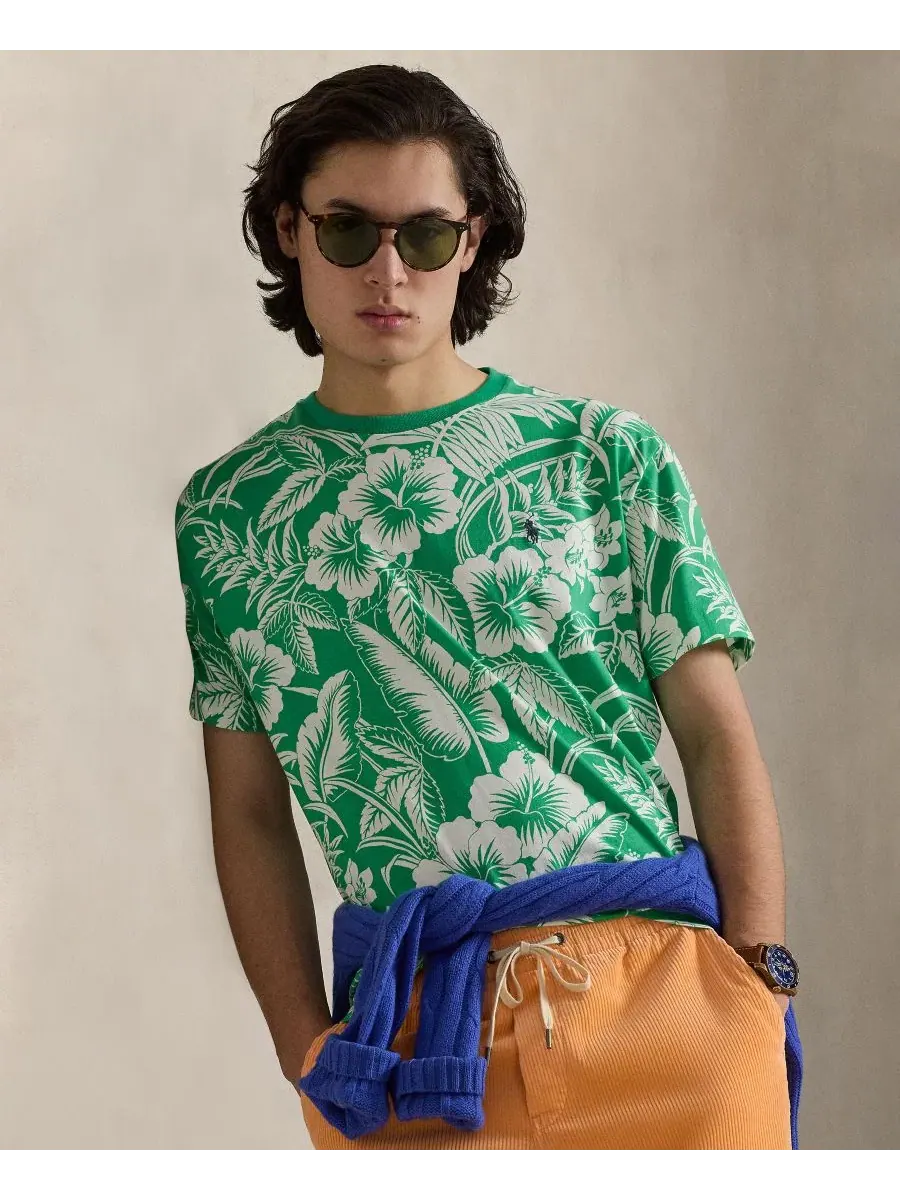 Мужская классическая футболка из тропического трикотажа Polo Ralph Lauren — изображение 3 из 6, зеленый