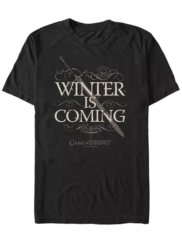 Мужская футболка с коротким рукавом Game of Thrones Silent Snow Fifth Sun — изображение 1 из 1, черный