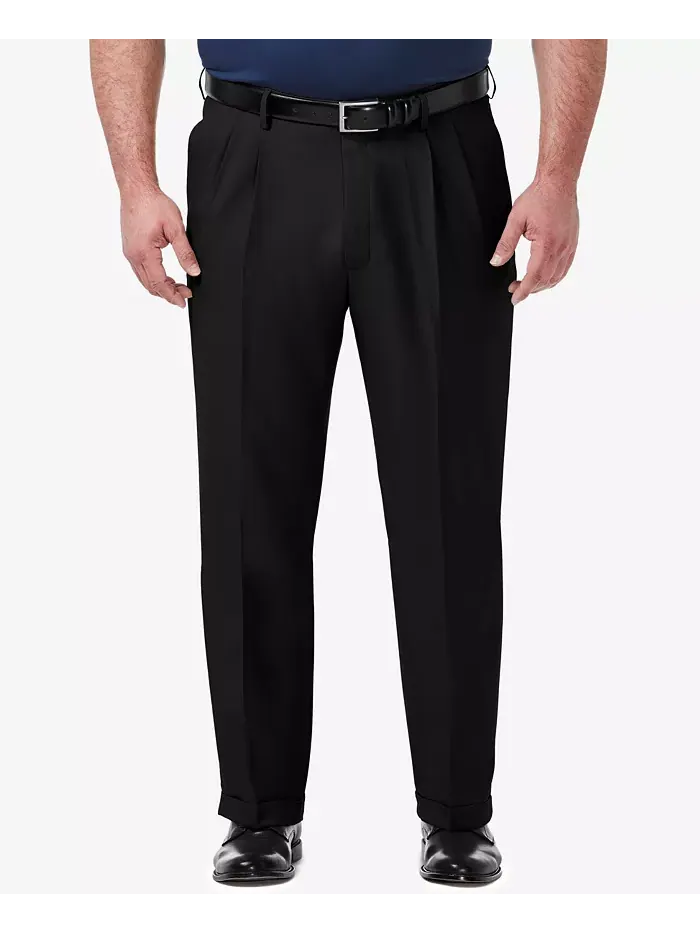 Мужские классические брюки со складками Big & Tall Premium Comfort Stretch, однотонные Haggar