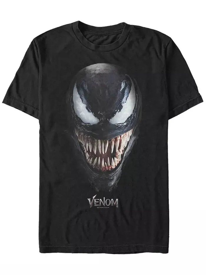 Футболка с коротким рукавом для мужского костюма Venom Big Face от Marvel Fifth Sun — изображение 1 из 1, черный