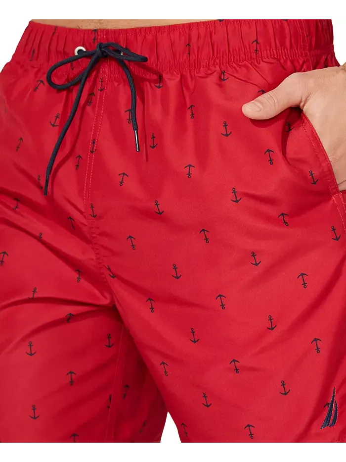 Мужские быстросохнущие плавки с якорным принтом 8" Nautica — изображение 2 из 5, красный