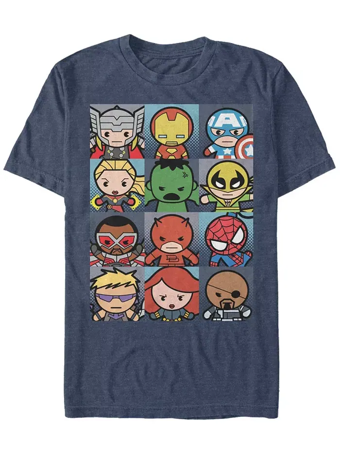 Футболка с коротким рукавом Marvel Men's Comic Collection Kawaii Avenger Boxes Fifth Sun — изображение 1 из 1, темно-синий