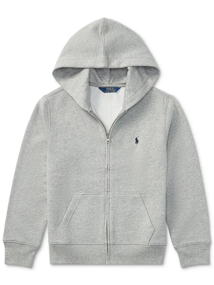 Толстовка на молнии из хлопкового флиса для больших мальчиков Polo Ralph Lauren — изображение 4 из 5, стриженый