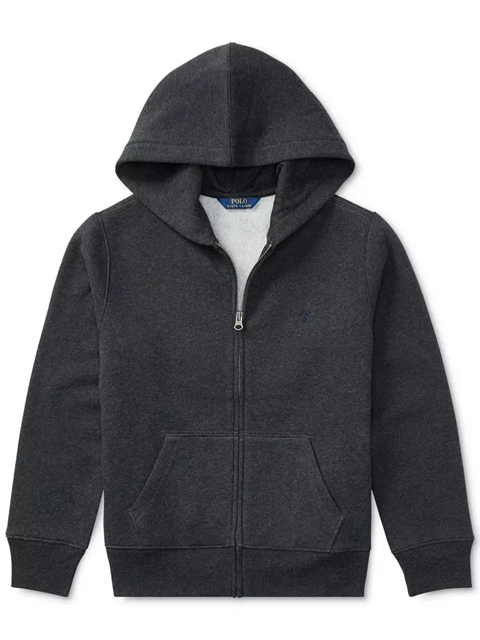 Хлопковый флисовый худи на молнии для мальчиков Big Boys Polo Ralph Lauren — изображение 1 из 5, цвет вереска