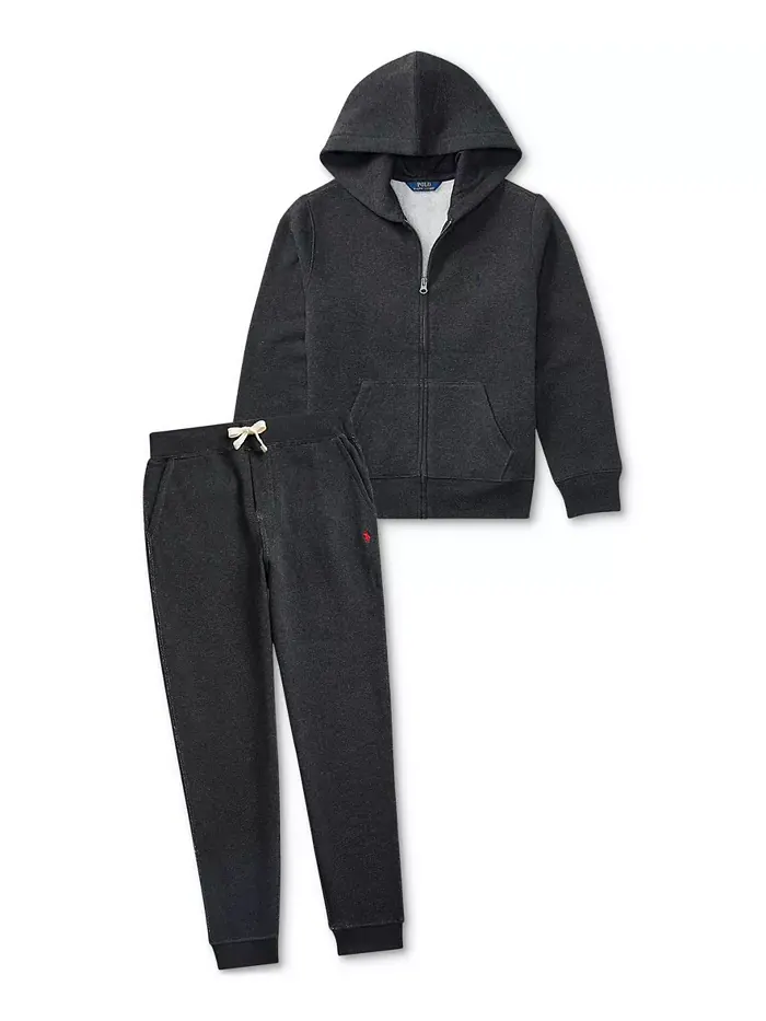 Хлопковый флисовый худи на молнии для мальчиков Big Boys Polo Ralph Lauren — изображение 3 из 5, цвет вереска