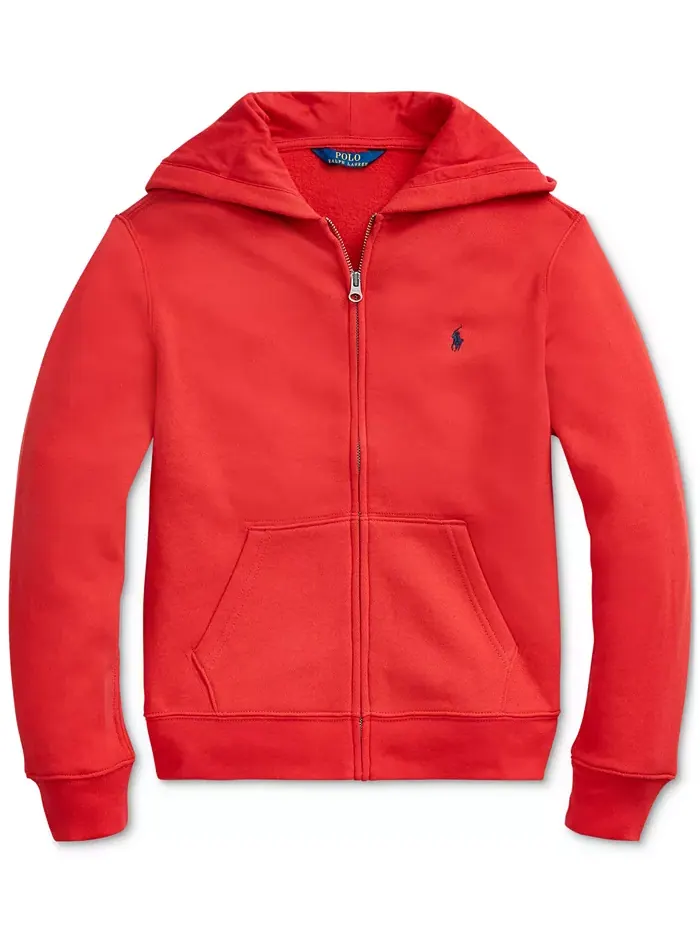Хлопковый флисовый худи на молнии для мальчиков Big Boys Polo Ralph Lauren — изображение 4 из 5, цвет вереска