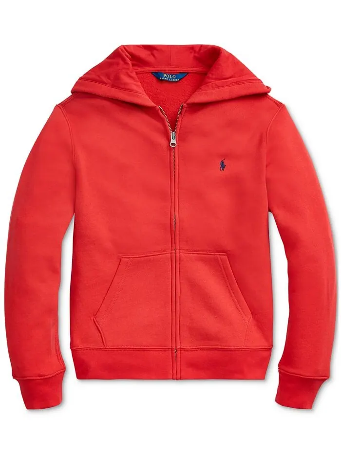Толстовка на молнии из хлопкового флиса для больших мальчиков Polo Ralph Lauren — изображение 2 из 12, красный