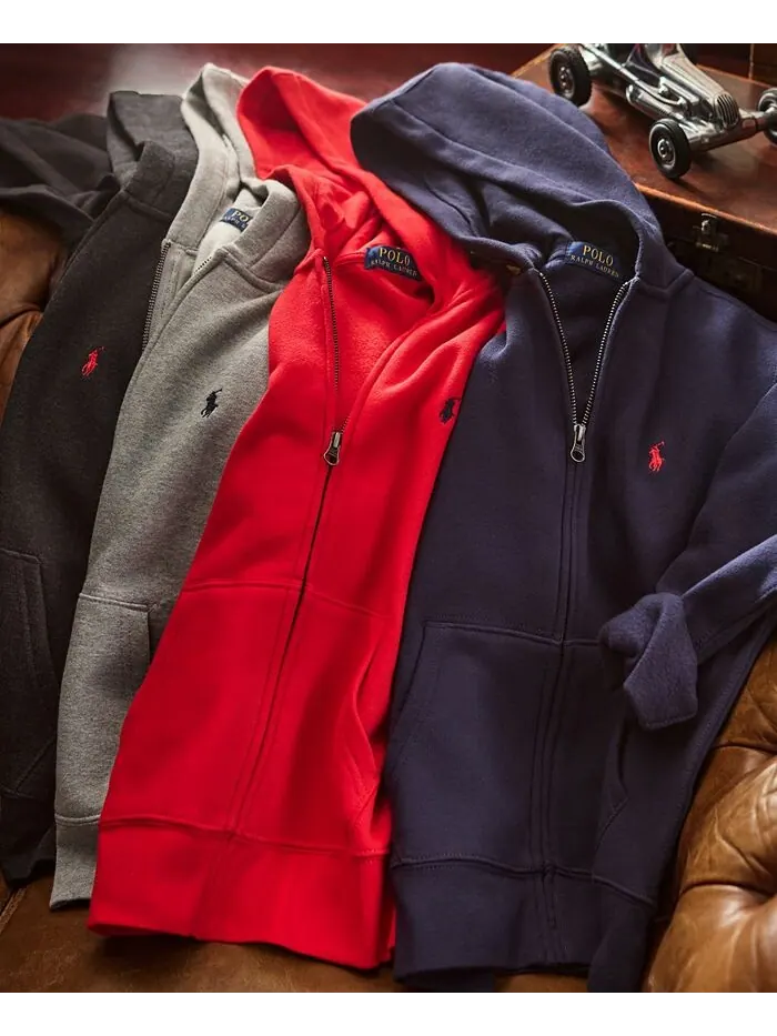 Толстовка на молнии из хлопкового флиса для больших мальчиков Polo Ralph Lauren — изображение 11 из 12, красный