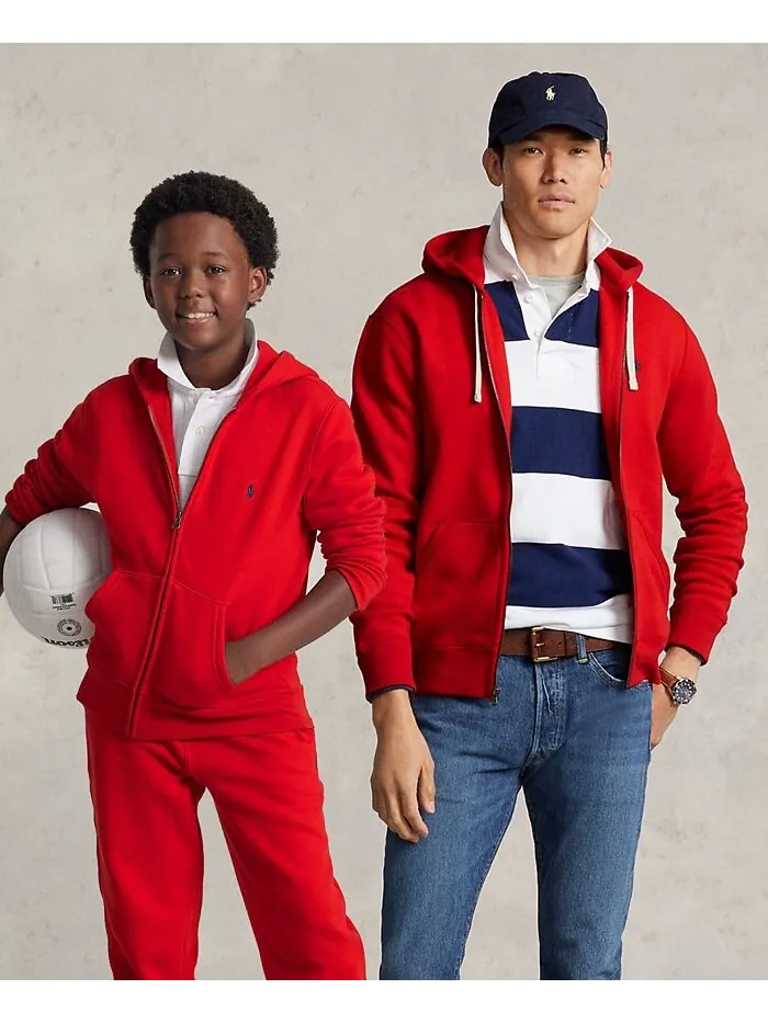 Толстовка на молнии из хлопкового флиса для больших мальчиков Polo Ralph Lauren — изображение 12 из 12, красный