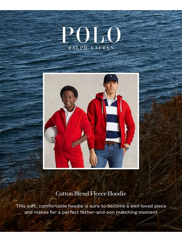 Толстовка на молнии из хлопкового флиса для больших мальчиков Polo Ralph Lauren — изображение 8 из 12, красный