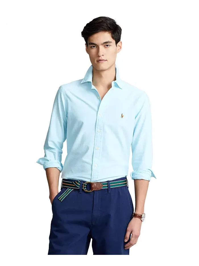 Мужская классическая оксфордская рубашка с длинным рукавом Polo Ralph Lauren — изображение 1 из 10, синий