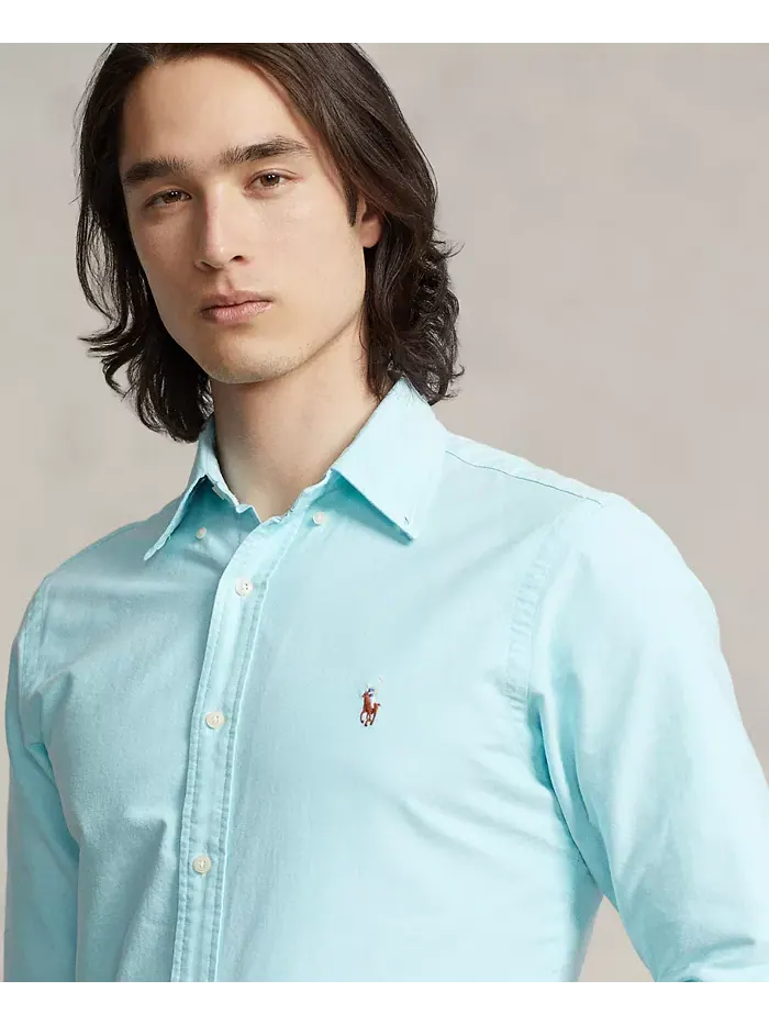 Мужская классическая оксфордская рубашка с длинным рукавом Polo Ralph Lauren — изображение 5 из 10, синий