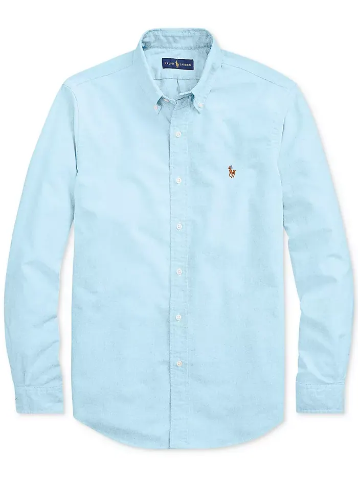 Мужская классическая оксфордская рубашка с длинным рукавом Polo Ralph Lauren — изображение 7 из 10, синий