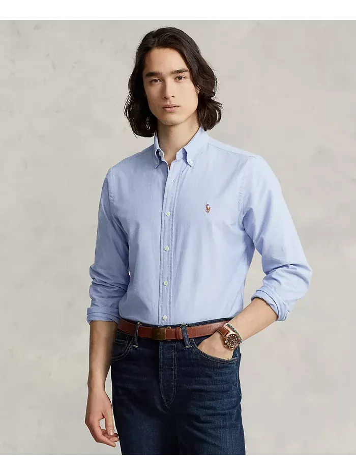Мужская классическая оксфордская рубашка с длинным рукавом Polo Ralph Lauren — изображение 1 из 5, синий