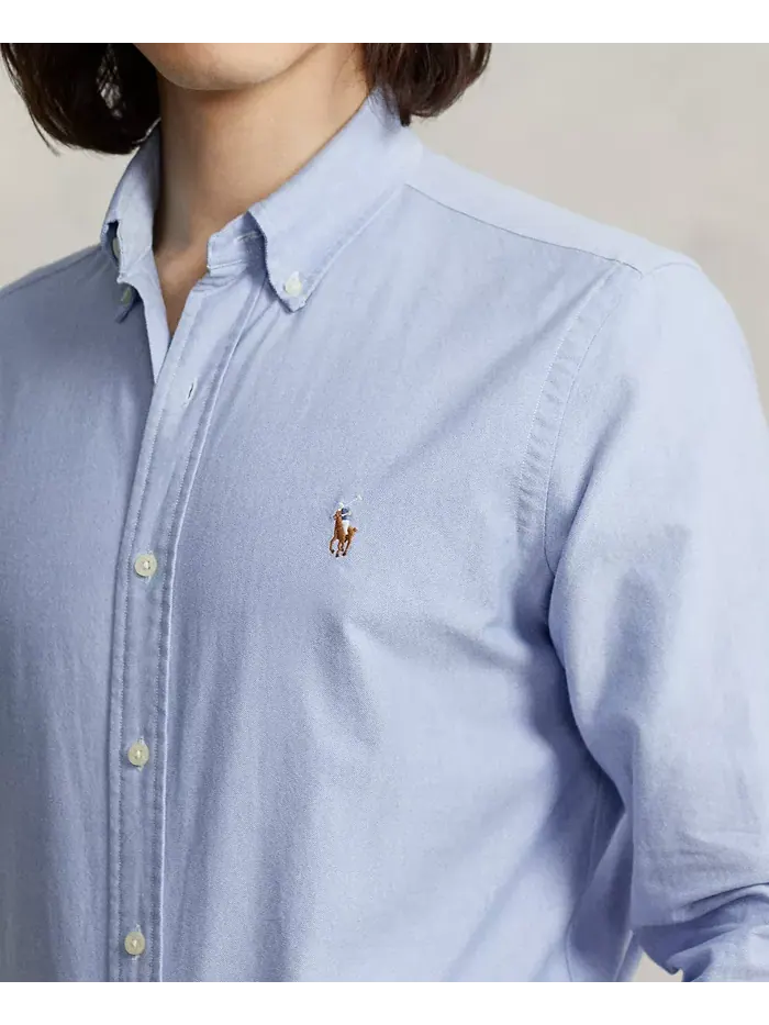 Мужская классическая оксфордская рубашка с длинным рукавом Polo Ralph Lauren — изображение 3 из 5, синий