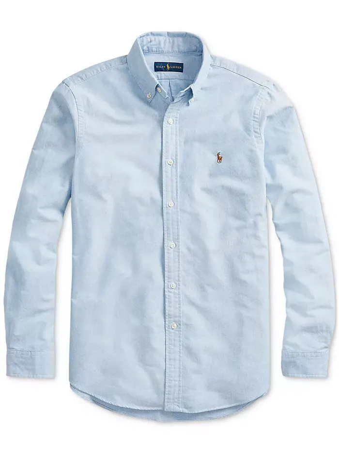 Мужская классическая оксфордская рубашка с длинным рукавом Polo Ralph Lauren — изображение 5 из 5, синий