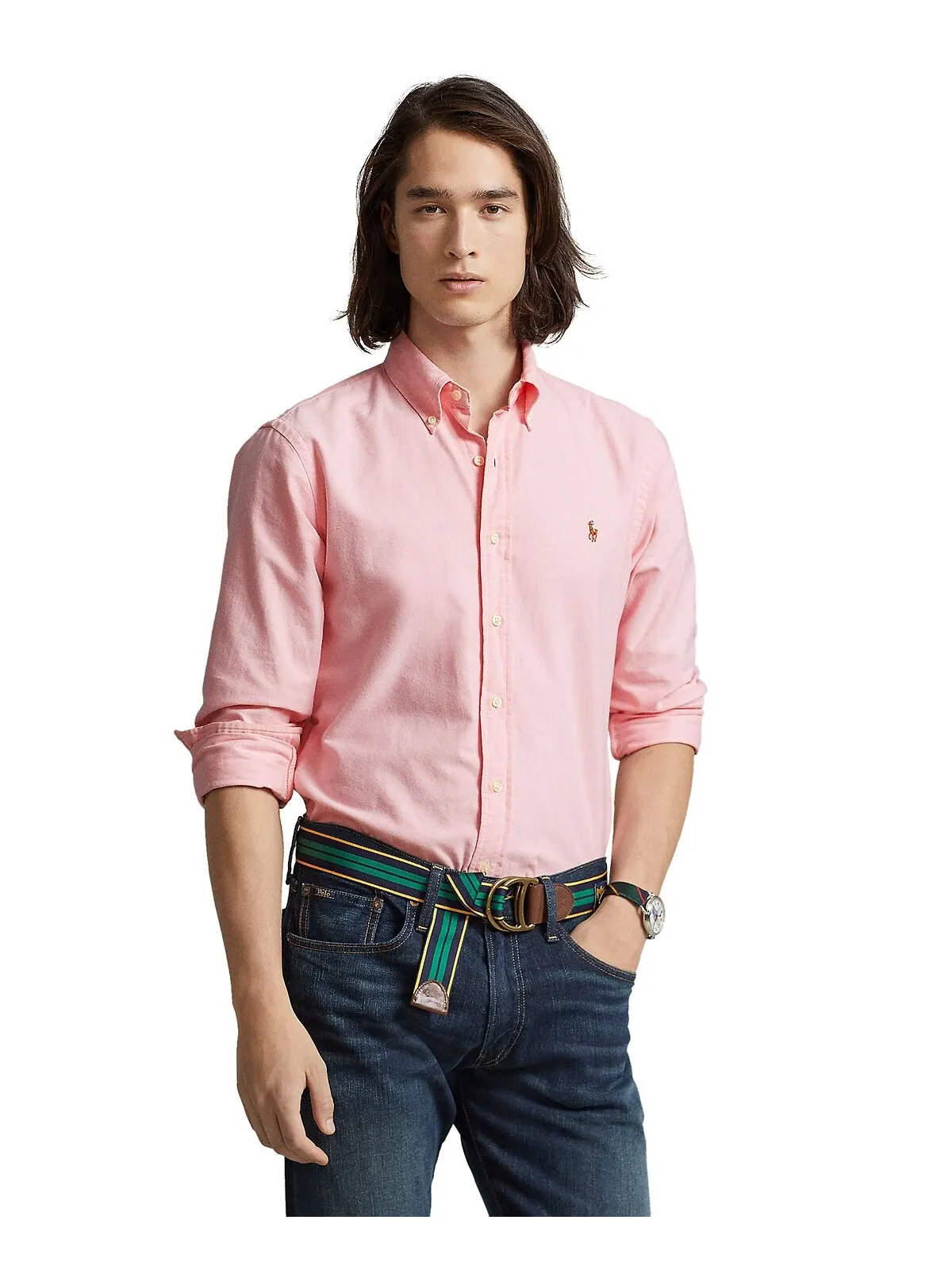 Мужская оксфордская рубашка классического кроя с длинным рукавом Polo Ralph Lauren — изображение 1 из 5, розовый