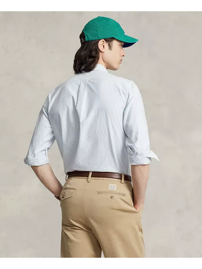 Мужская классическая оксфордская рубашка с длинным рукавом Polo Ralph Lauren — изображение 2 из 5, синий белый