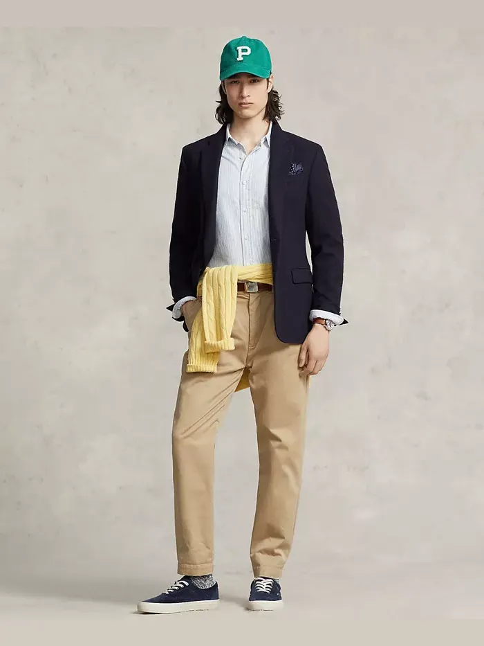 Мужская классическая оксфордская рубашка с длинным рукавом Polo Ralph Lauren — изображение 4 из 5, синий белый