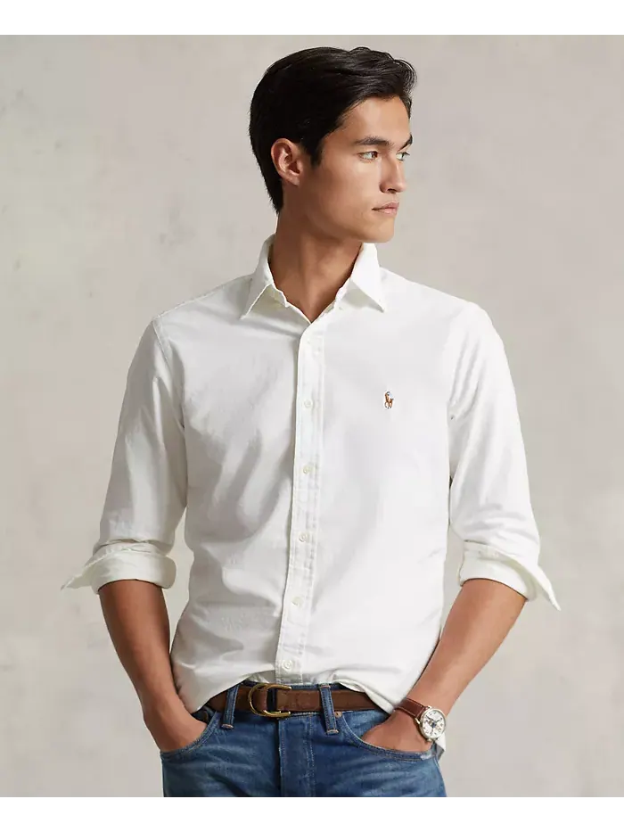 Мужская классическая оксфордская рубашка с длинным рукавом Polo Ralph Lauren — изображение 1 из 5, белый