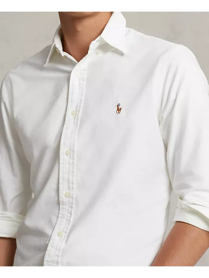 Мужская классическая оксфордская рубашка с длинным рукавом Polo Ralph Lauren — изображение 3 из 5, белый