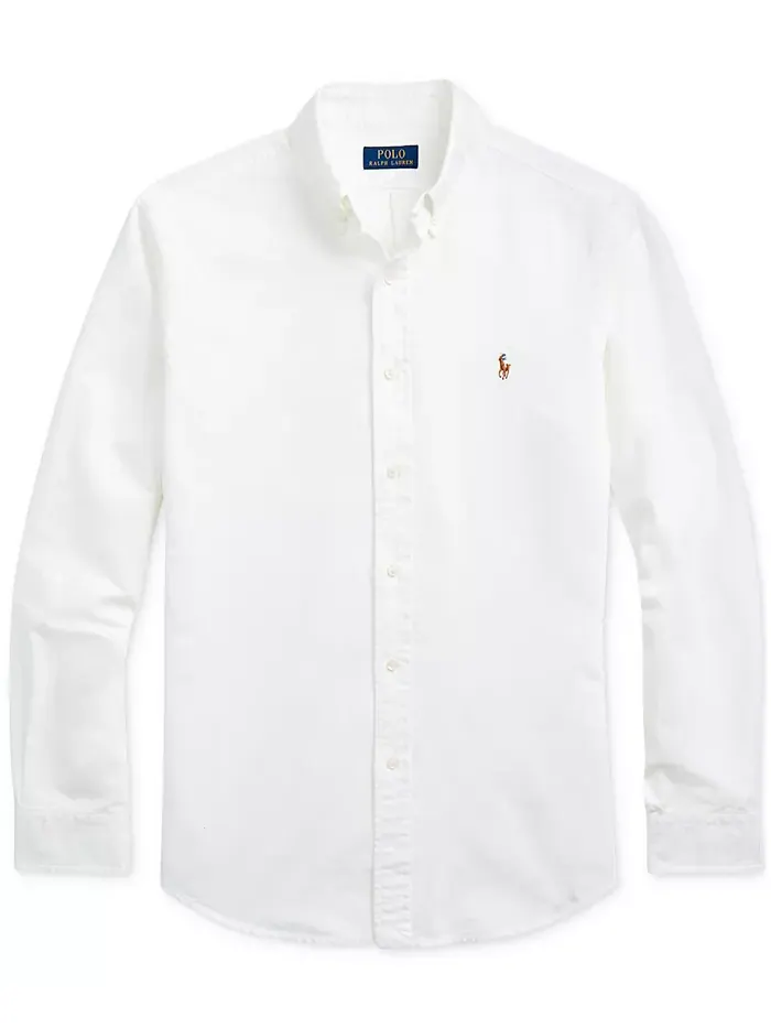 Мужская классическая оксфордская рубашка с длинным рукавом Polo Ralph Lauren — изображение 5 из 5, белый