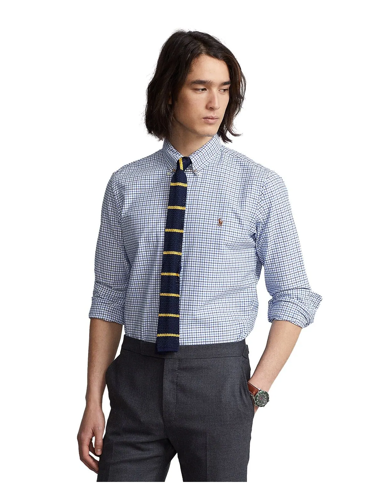 Мужская оксфордская рубашка классического кроя с длинным рукавом Polo Ralph Lauren — изображение 1 из 5, синий/белый