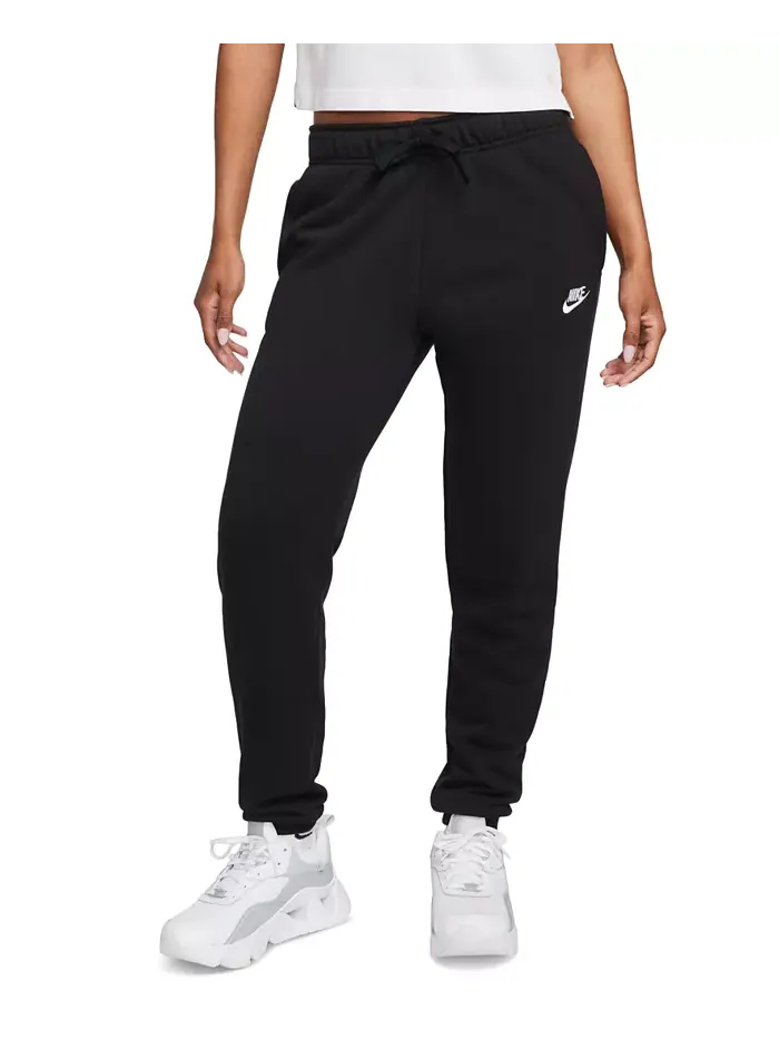 Женские спортивные брюки Club Fleece Mid-Rise Joggers Nike — изображение 2 из 3, черный