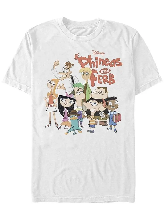 Мужская футболка с коротким рукавом Phineas and Ferb The Group Fifth Sun — изображение 1 из 1, белый