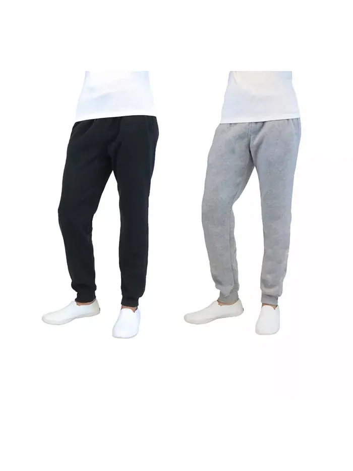 Мужские утепленные спортивные брюки Slim-Fit, 2 пары Galaxy By Harvic — изображение 1 из 1, черный/серый