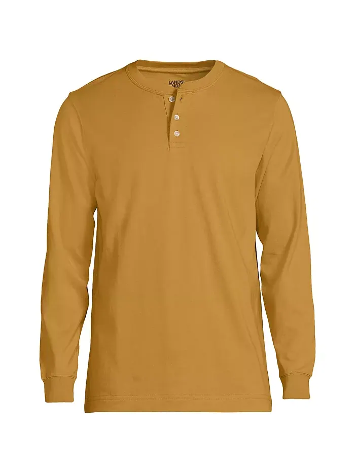Футболка с длинным рукавом Henley Big & Tall Super-T Lands' End — изображение 1 из 1, серый